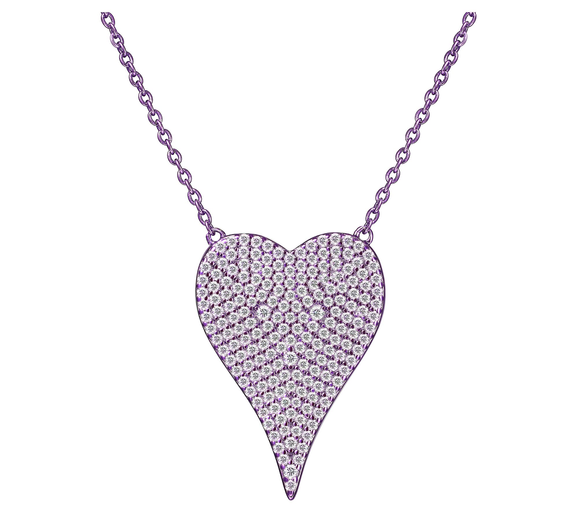 Diamonique x Jennifer Miller Pastel Heart Necklace, Sterling