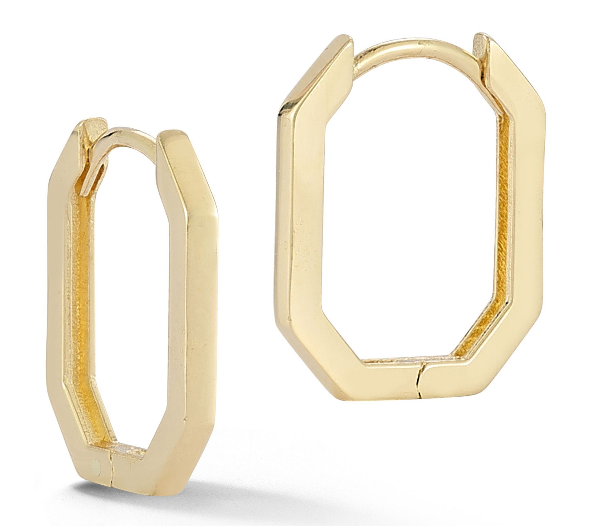 Luminosa Gold 1/2" Thin Octagon Huggie Hoop Earrings, 14K