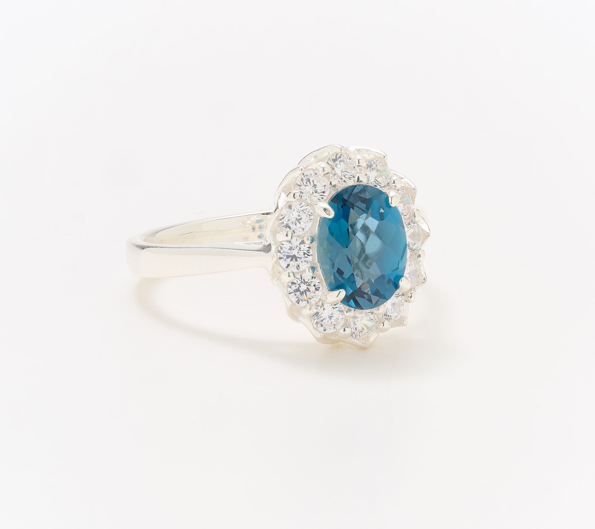 JMH Jewellery Sterling Silver London Blue Topaz Cluster Ring