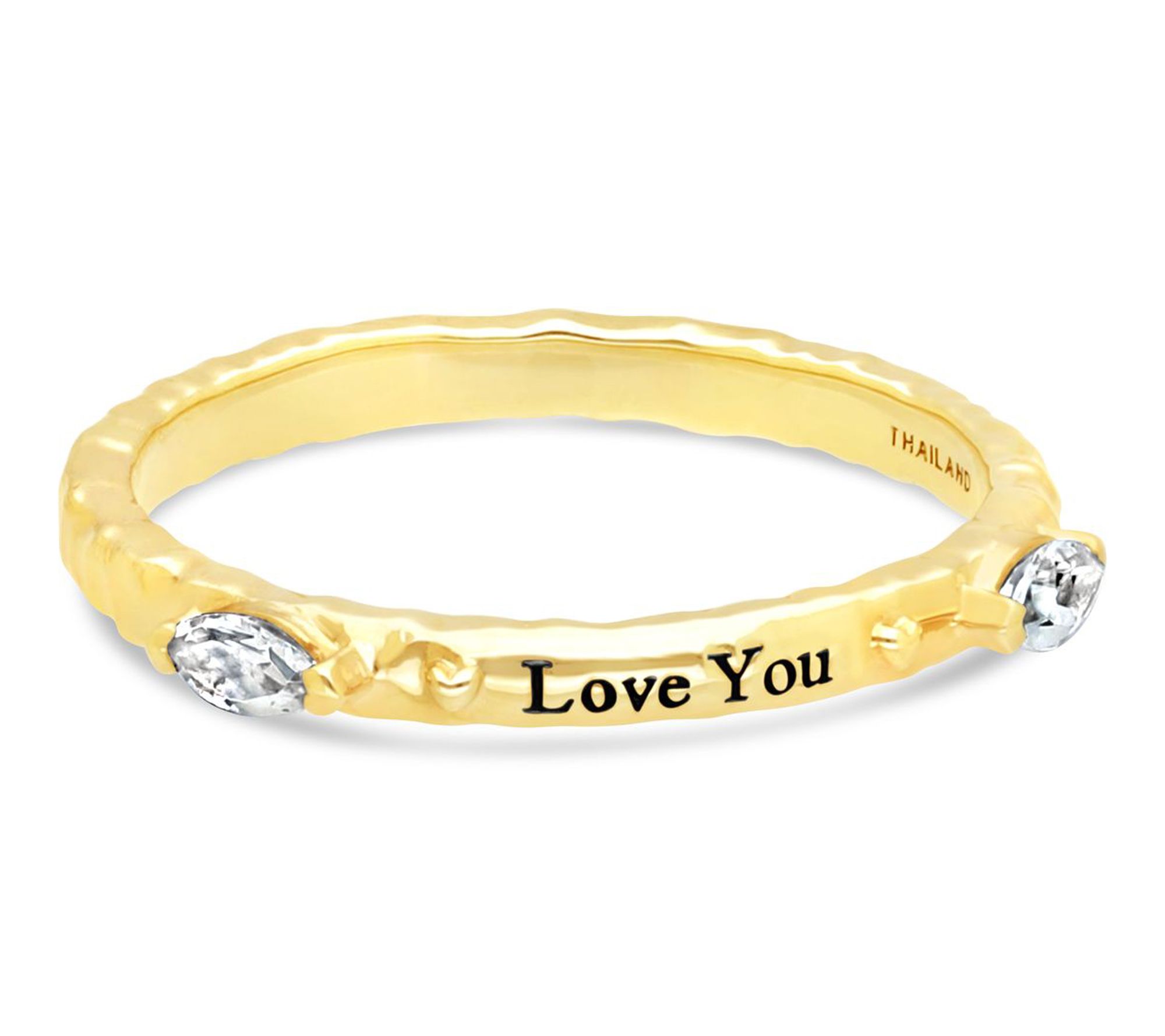 Goddaughters 14K Clad White Topaz "Love You" Stackable Ring