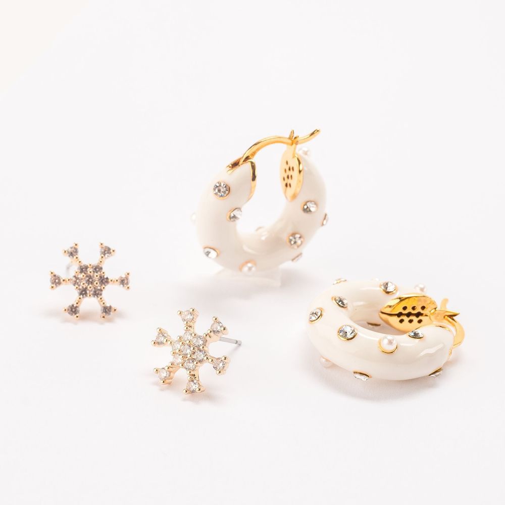 Violet & Brooks Enamel Holiday Hoop & Stud DuetEarrings