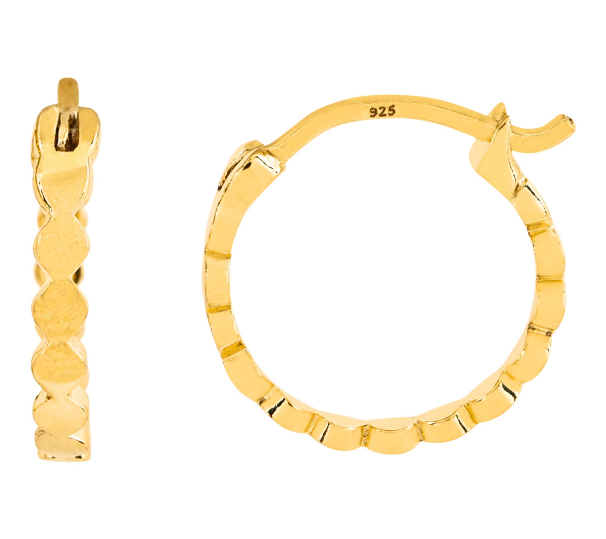 14K Gold Plated Flat Bead Hoop Earrings - QVC.com