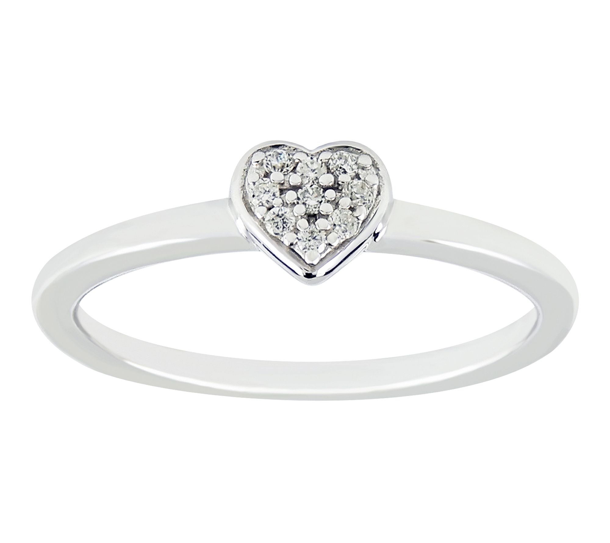 Diamonique Pave Heart Ring, Sterling Silver
