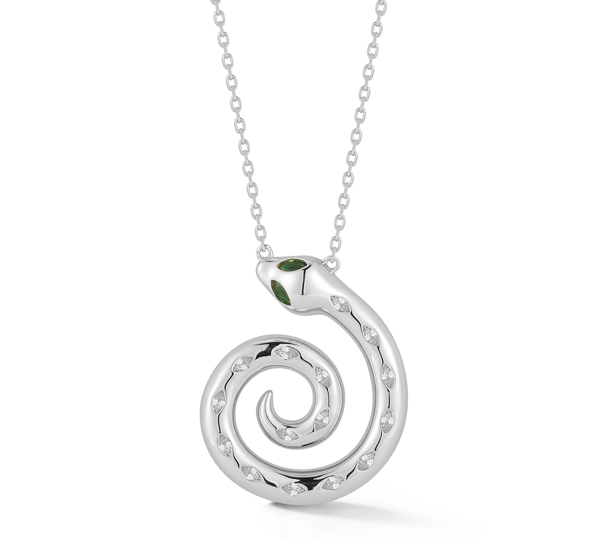 Sterlina Silver Bold Spiral Snake Necklace, Sterling