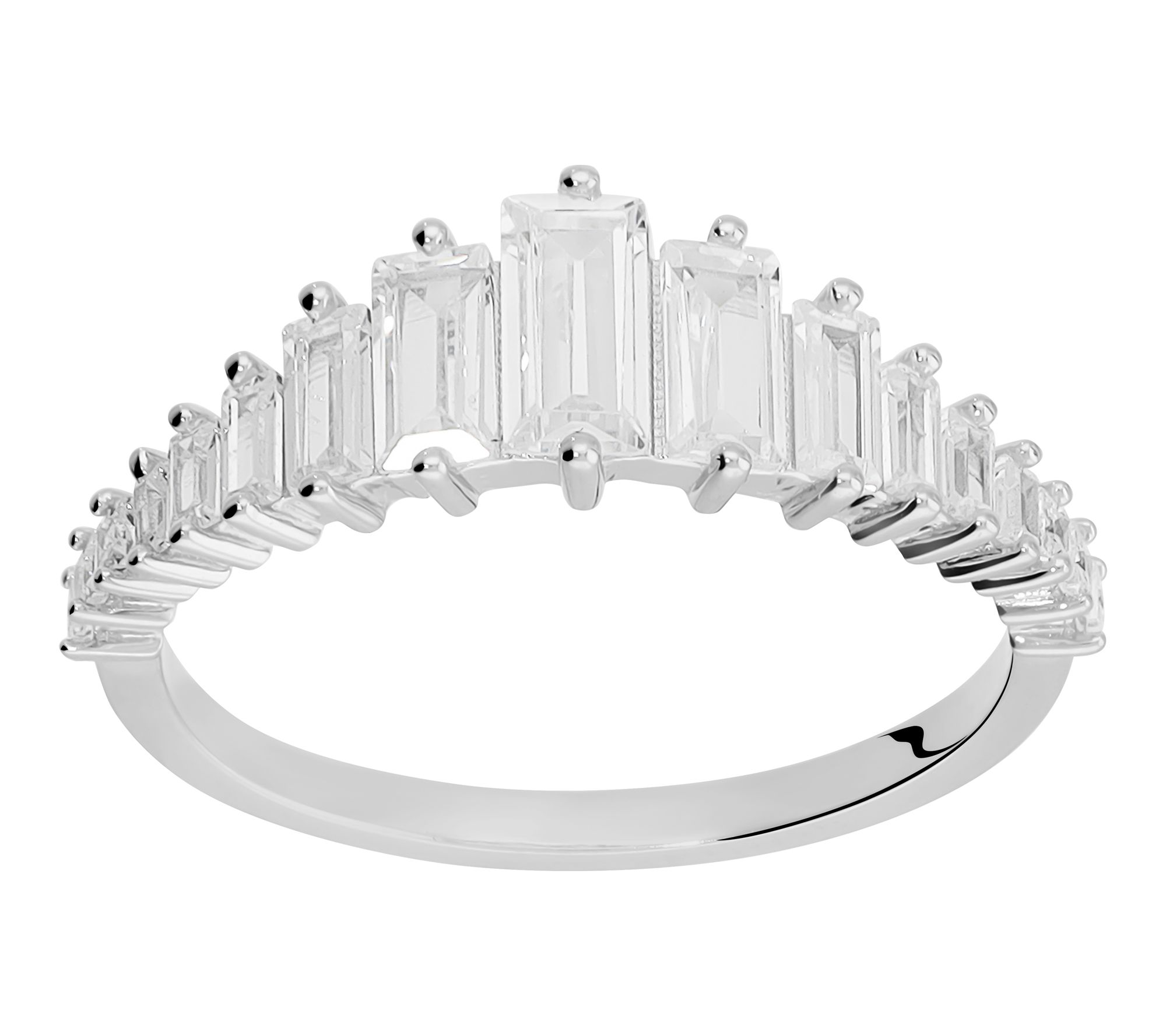 Diamonique Graduated Baguette Ring, 14K Gold Plated