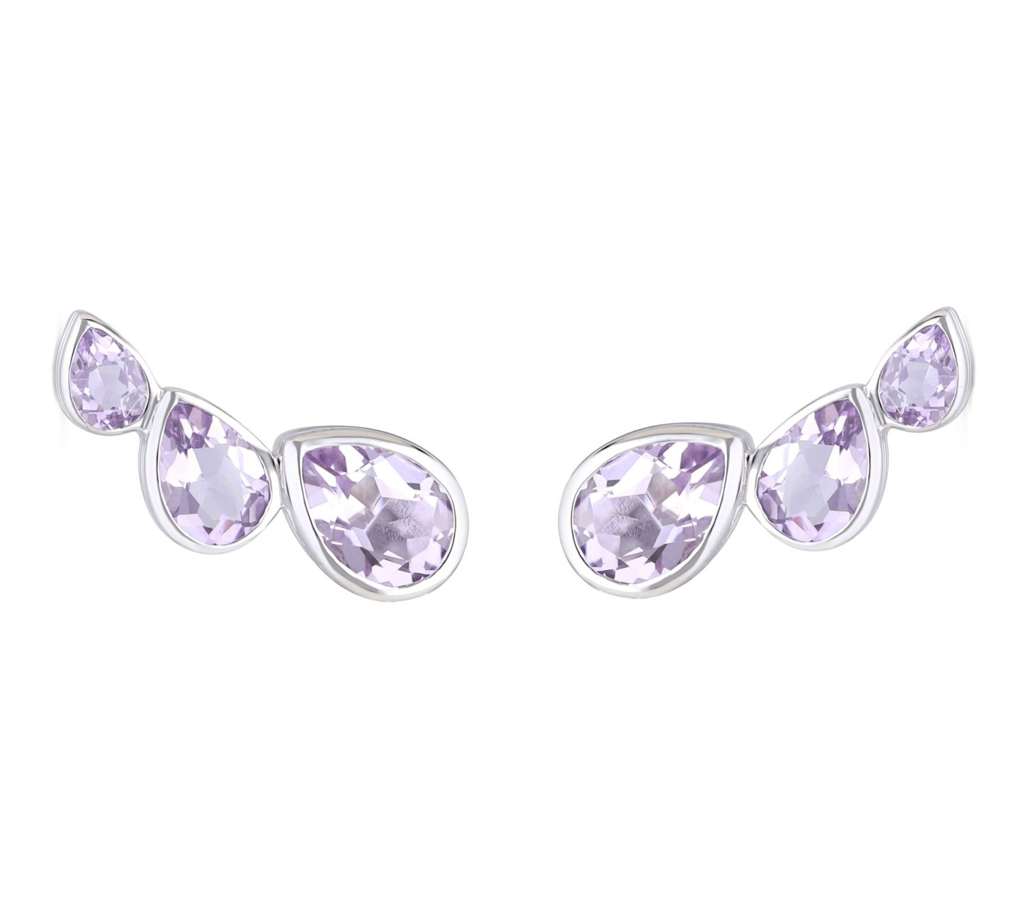 Ariva Sterling Silver Pink Amethyst Climber Earrings