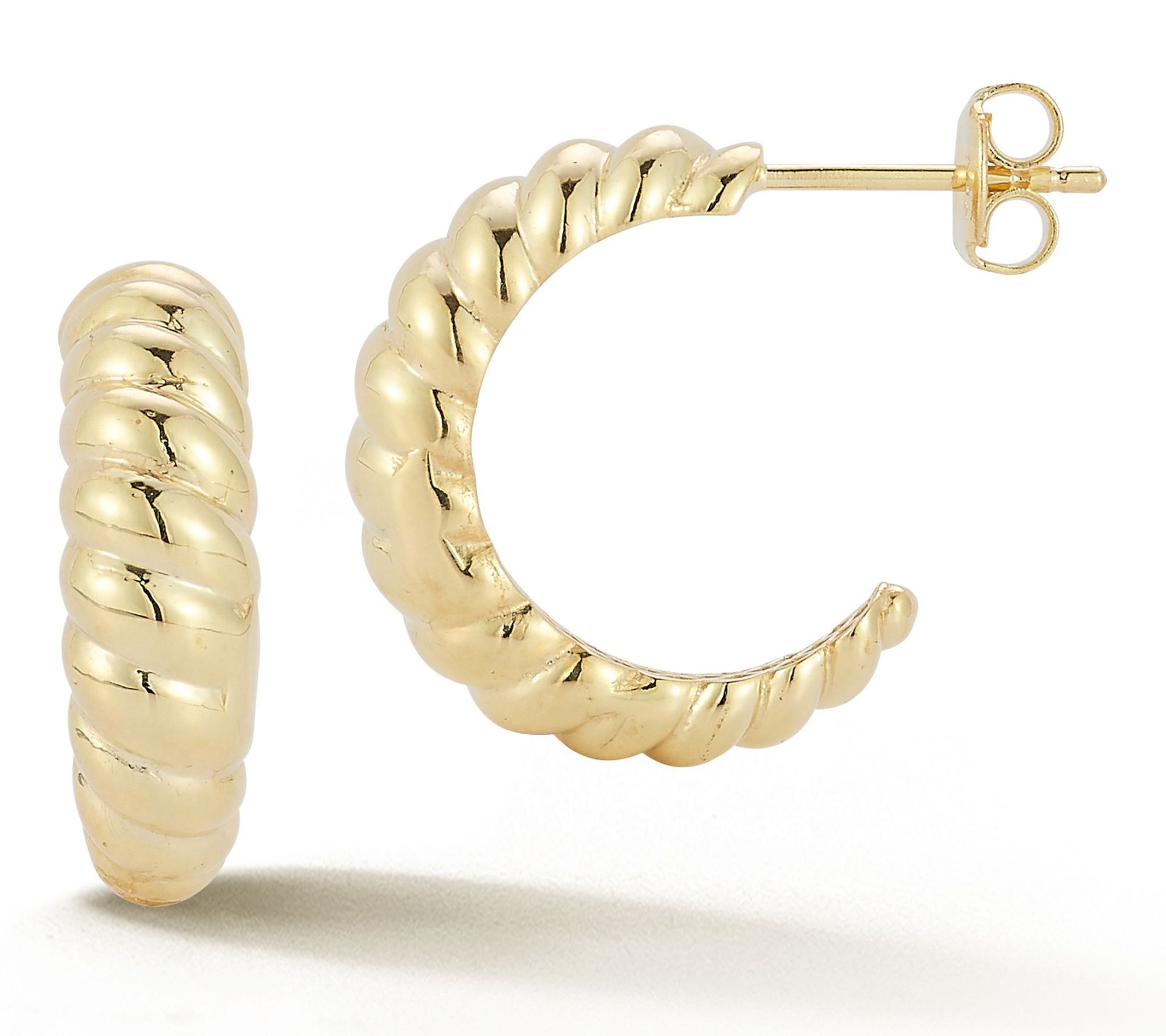 Sterlina Silver 3/4" Croissant Hoop Earrings, Sterling