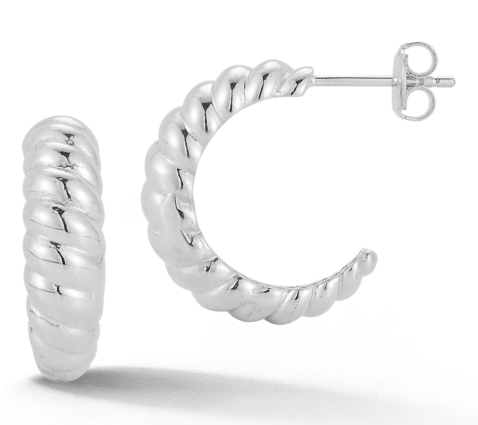 Sterlina Silver 3/4" Croissant Hoop Earrings, Sterling