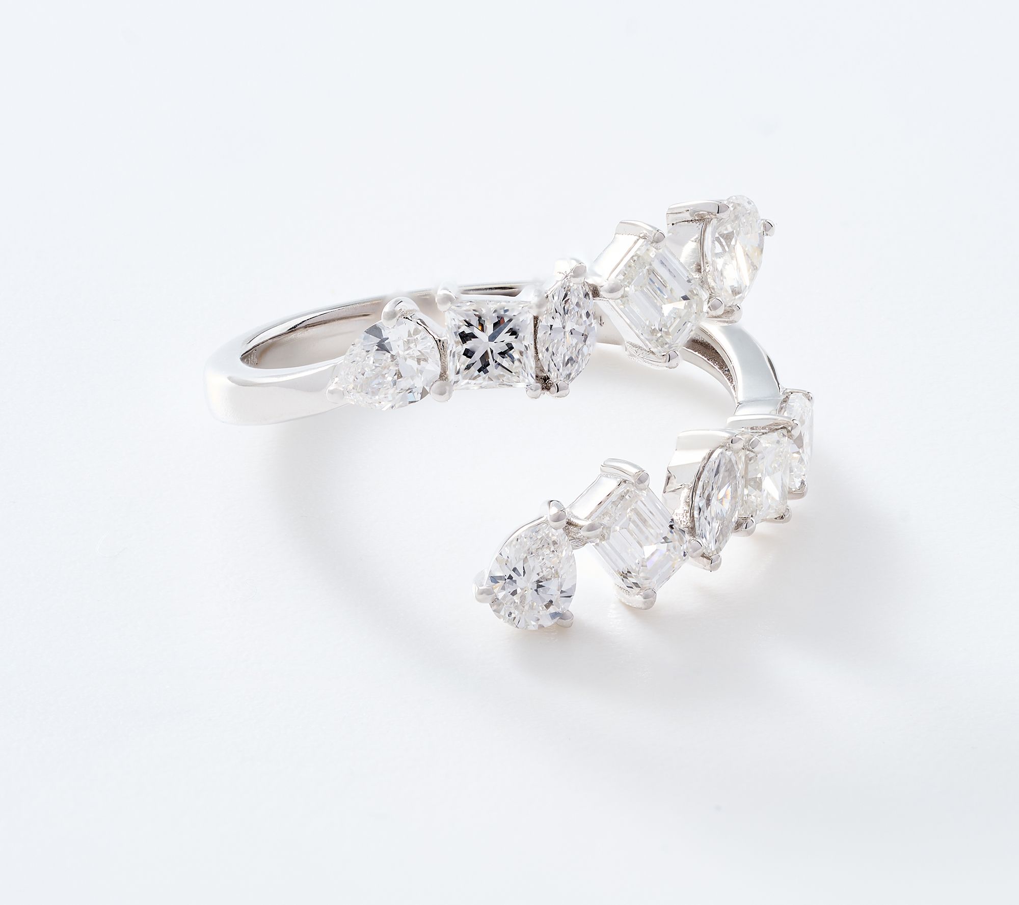 Fire Light Lab Grown Diamonds 1.24 cttw Mixed Cut Bypass Ring, 14k Gold