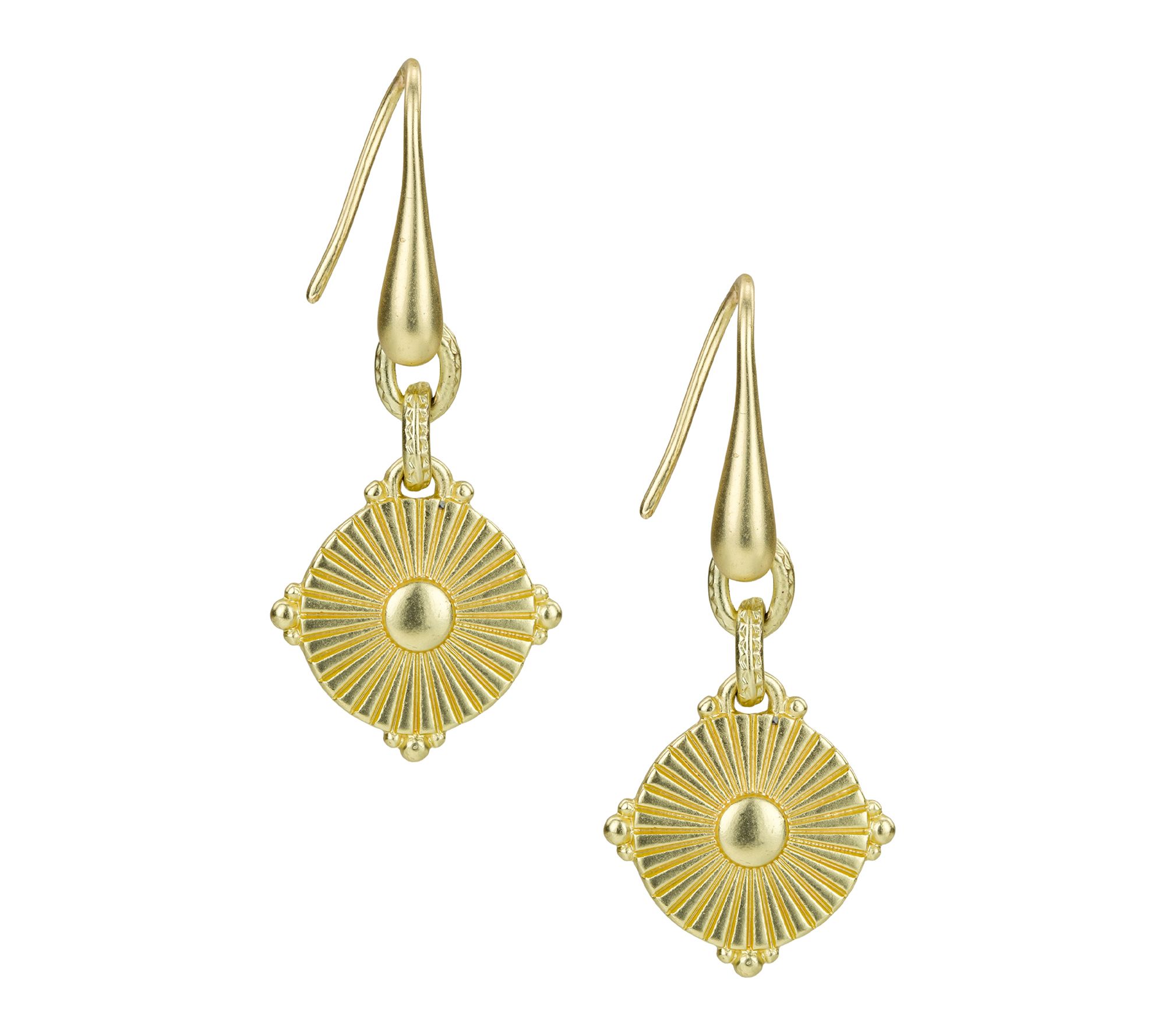 Patricia Nash Leather Inset Disc Drop Earrings