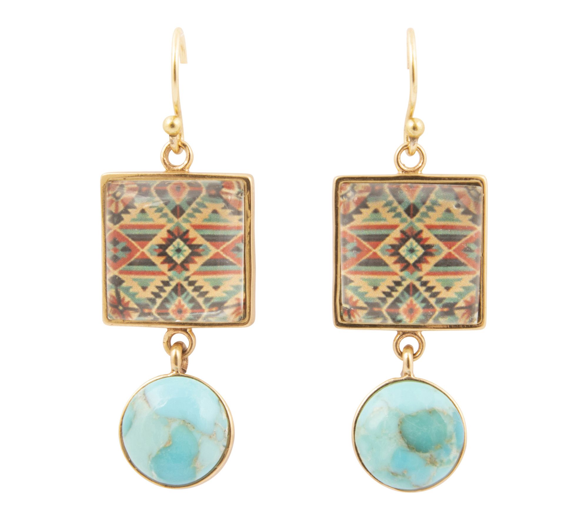 Barse Artisan Crafted Native Weave Turquoise Earrings