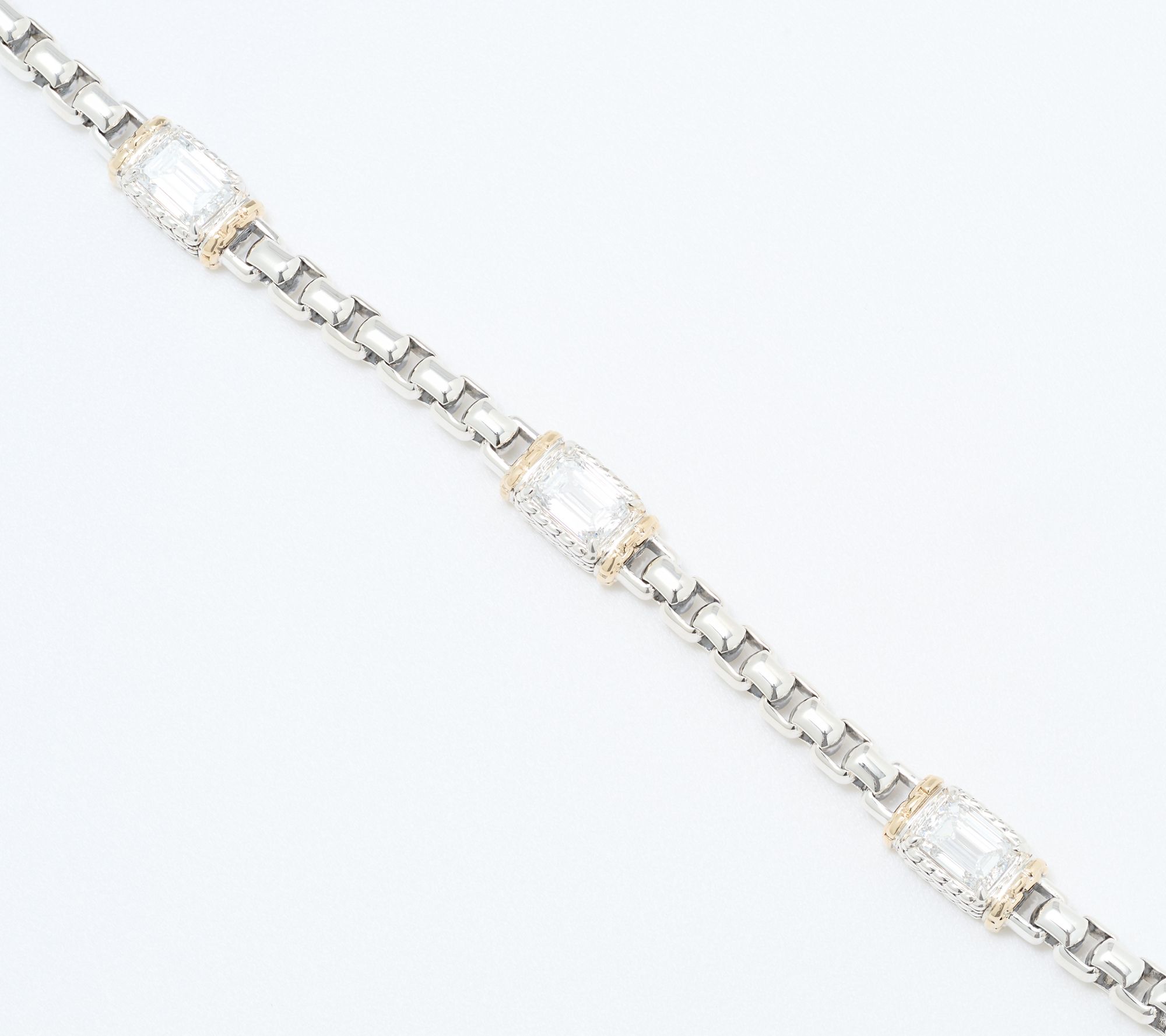 JAI Sterling & 14K Gold Lab Grown Diamond 4.5cttw Bracelet, 22.0g