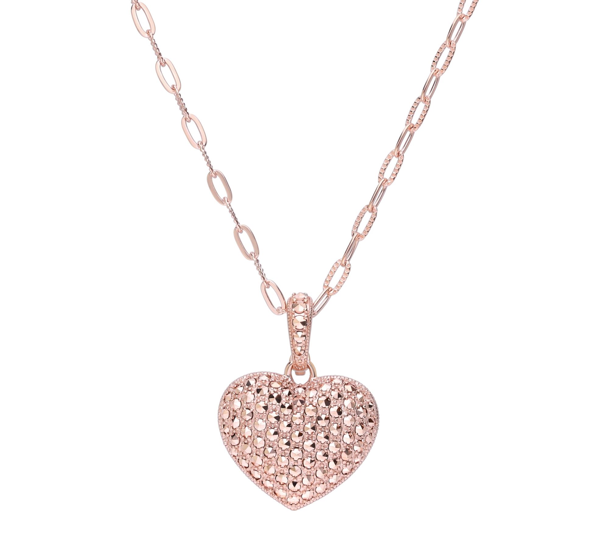 Dallas Prince 14K Clad Chrome Marcasite Pave Heart Necklace