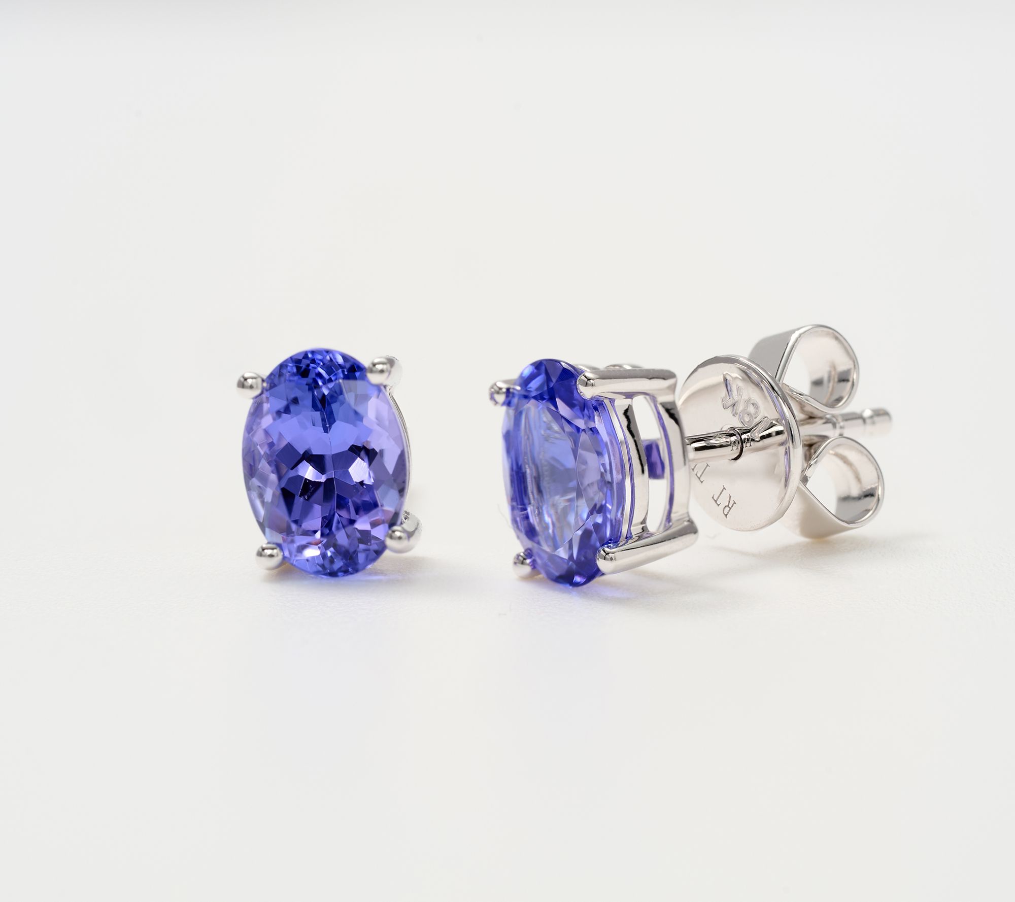 Pure Tanzanite by Jeff Moseley 2 cttw Oval 4 Prong Stud Earring, 18K