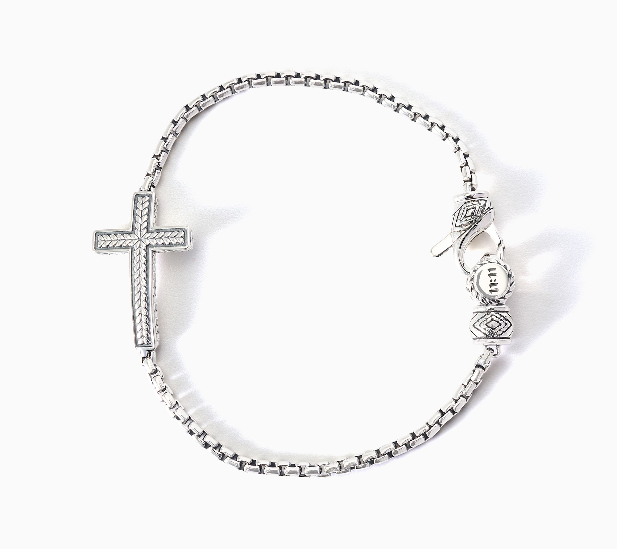  JAI x Alberti Sterling Silver Basketweave Cross Box Chain Bracelet, 11g
