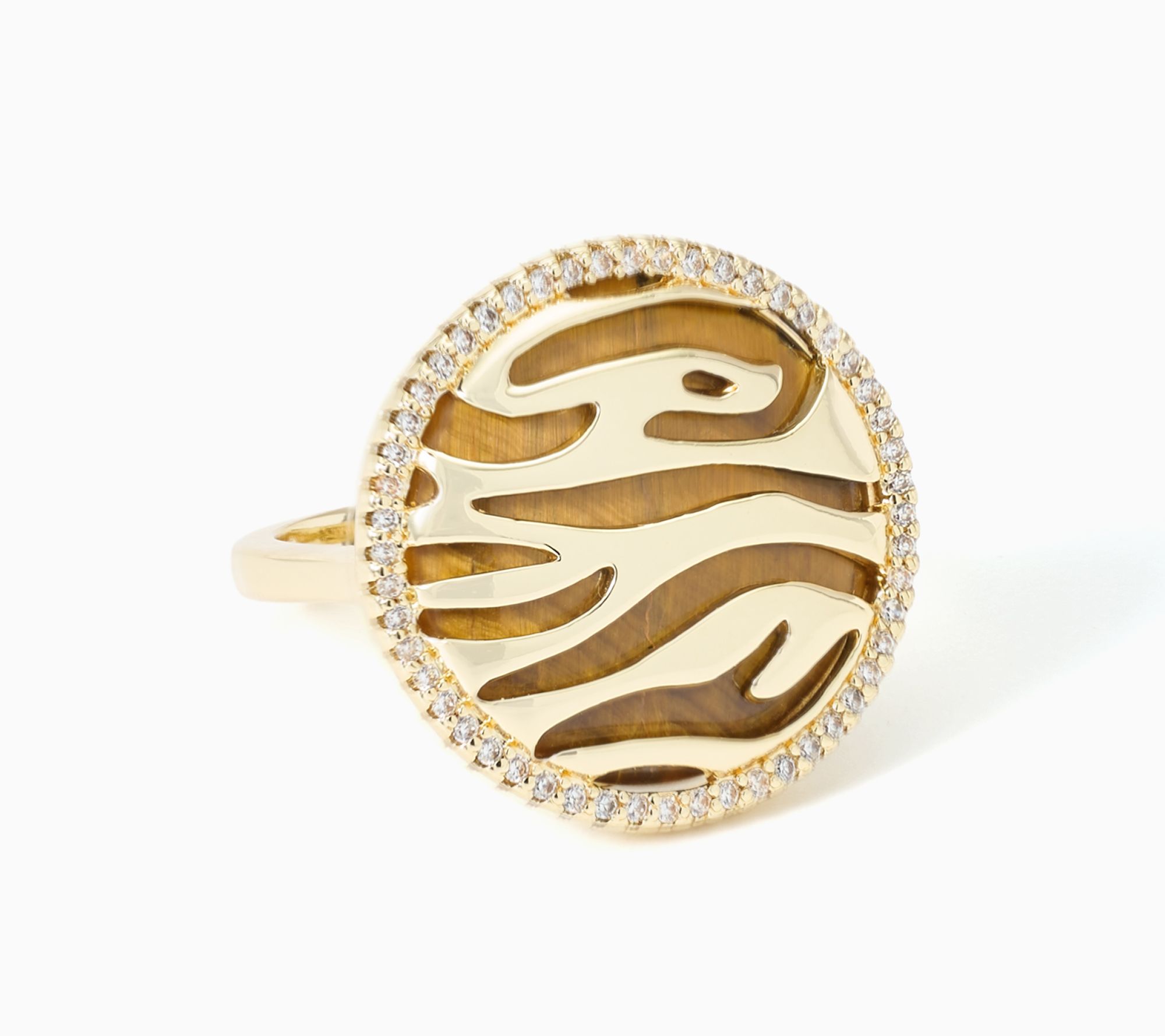 Kim Gravel Brass Simulated Tiger Eye Ring