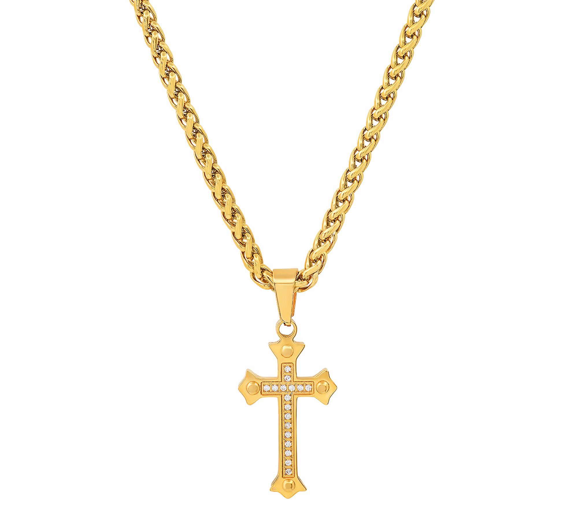 Steel By Design Goldtone Cross Pendant w/ Chain