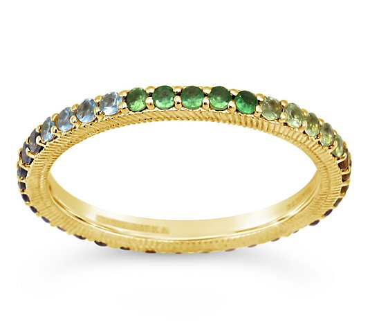 Judith Ripka 14K Clad Rainbow Gemstone Eternity Ring