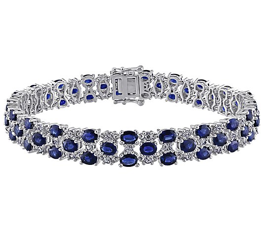 Sapphire bracelet Bellini 14K 15.75 cttw Blue & White Sapphire Bracelet - QVC.com