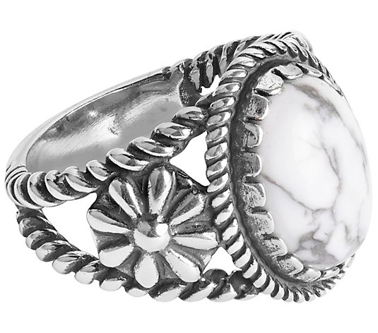American West Sterling Silver Concha Howlite Ring
