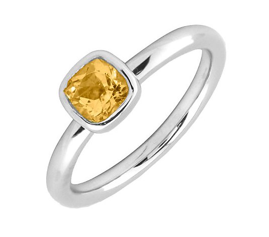Simply Stacks Sterling & Cushion Cut Citrine Ring