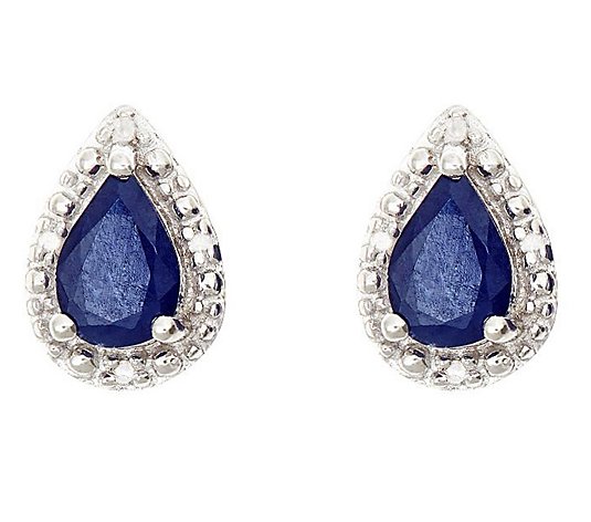 Sterling Pear-Shaped Fancy Stud Earrings w/ Diamond Accent
