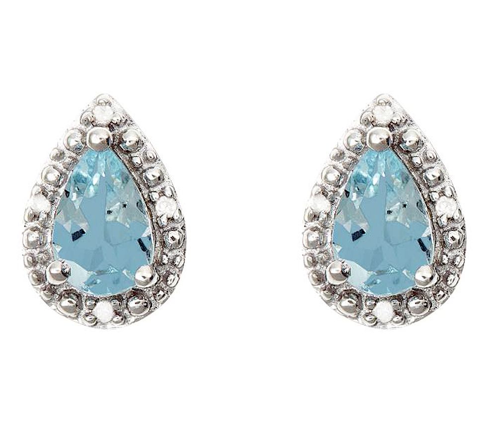 Sterling Pear-Shaped Fancy Stud Earrings w/ Diamond Accent