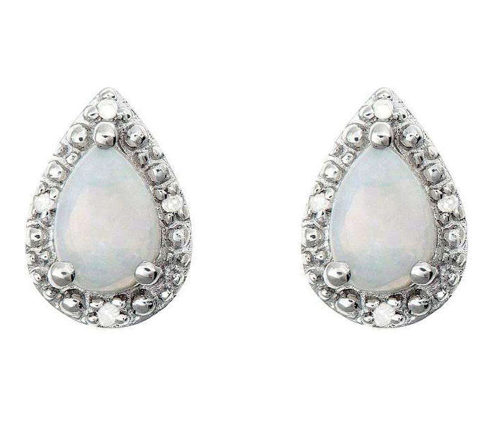 Sterling Pear-Shaped Fancy Stud Earrings w/ Diamond Accent