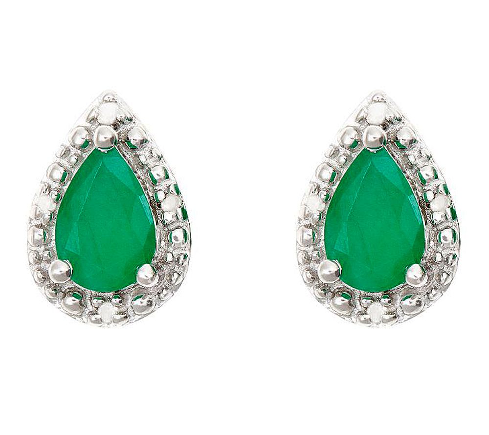 Sterling Pear-Shaped Fancy Stud Earrings w/ Diamond Accent