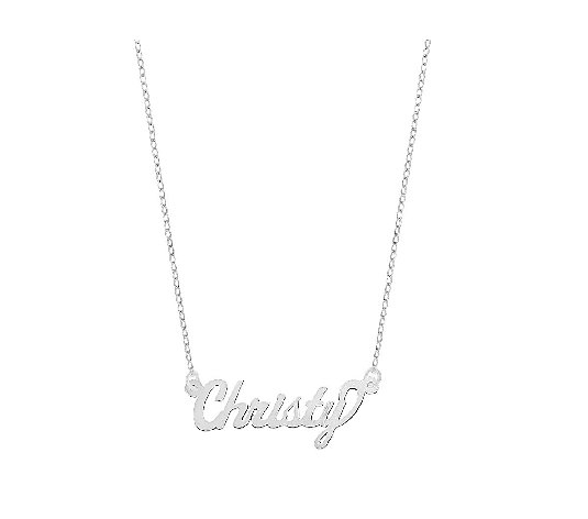 Sterling 18" Polished Personalized Name Plate Necklace