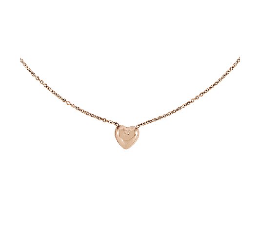 Steel by Design Polished Rosetone Heart Necklace - QVC.com