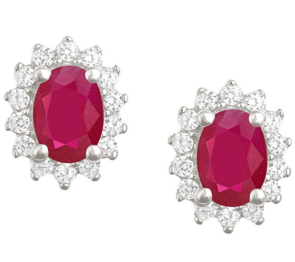 Premier 7x5mm Oval Ruby & Diamond Earrings, 14K - QVC.com