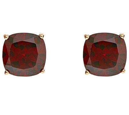 Cushion Gemstone Basket Stud Earring, 14K Gold