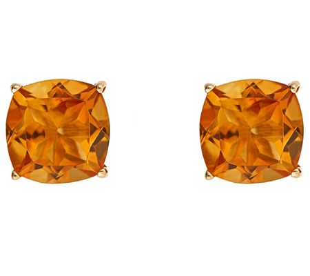 Cushion Gemstone Basket Stud Earring, 14K Gold