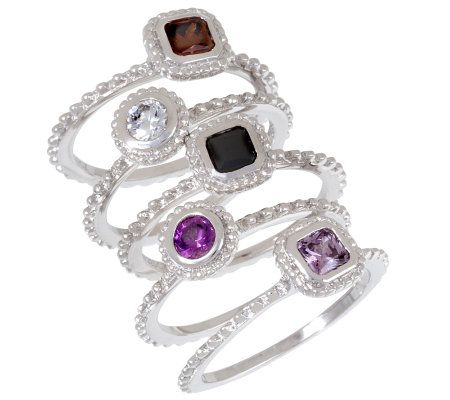 Esposito Diamonique Sterling 5-pc. Fall Color Stack Ring Set - QVC.com