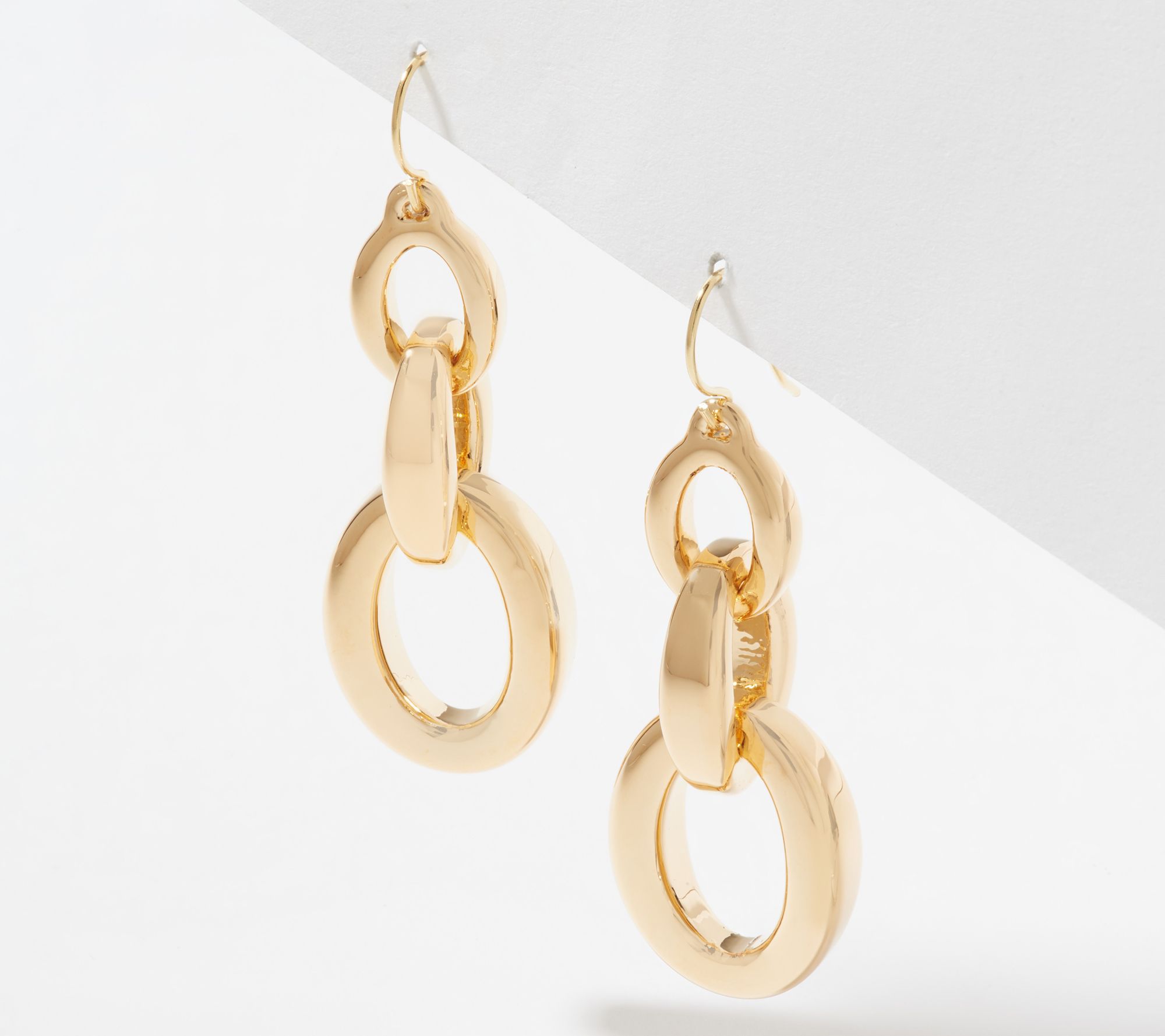 Oro Nuovo Triple Hoop Dangle Earrings, 14K Gold Over Resin - QVC.com