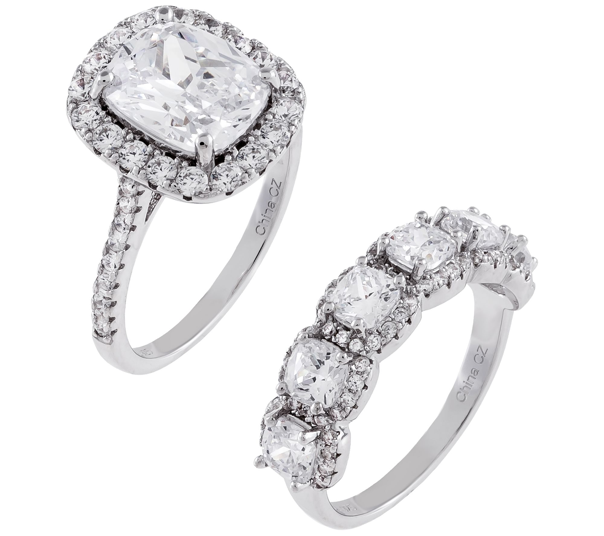 Diamonique 8.55 cttw Bridal Ring Set, Sterling Silver - QVC.com