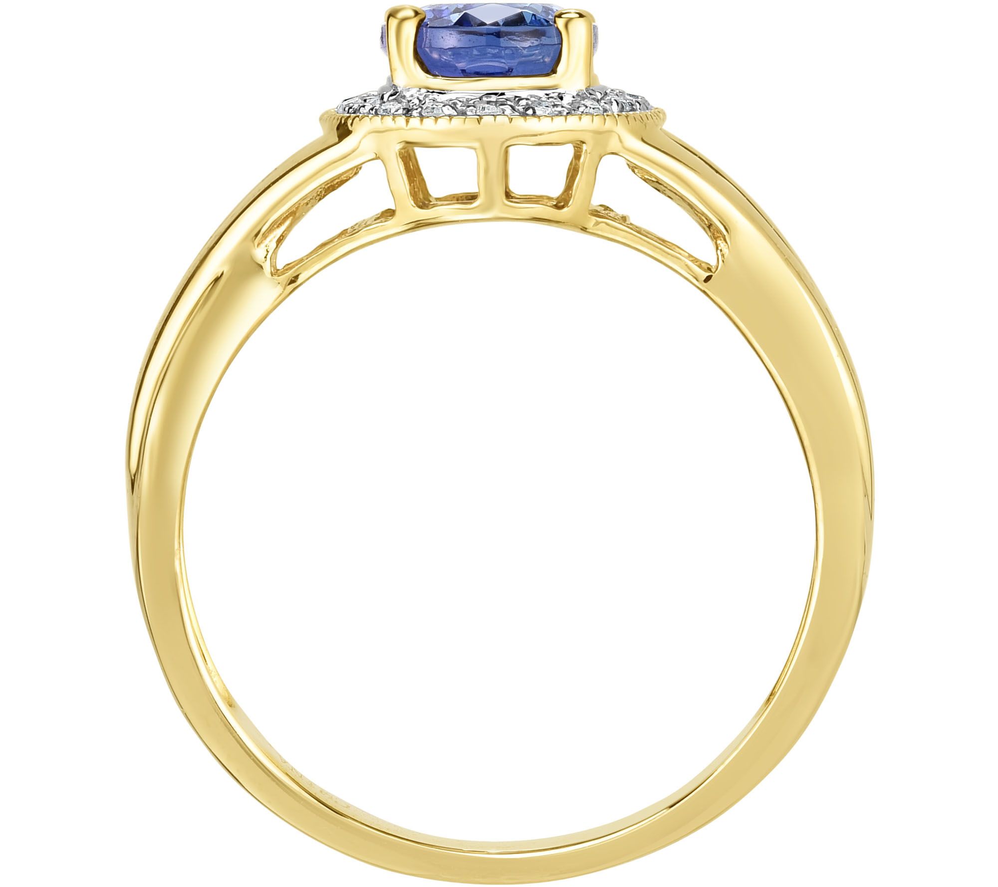 1.10 ct Tanzanite & Diamond Accent Halo Ring, 14K Gold - QVC.com