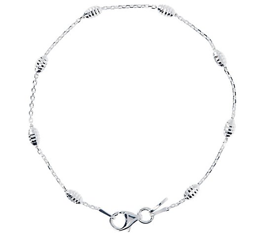 UltraFine Silver Diamond-Cut Oval Bead Bracelet2.0g