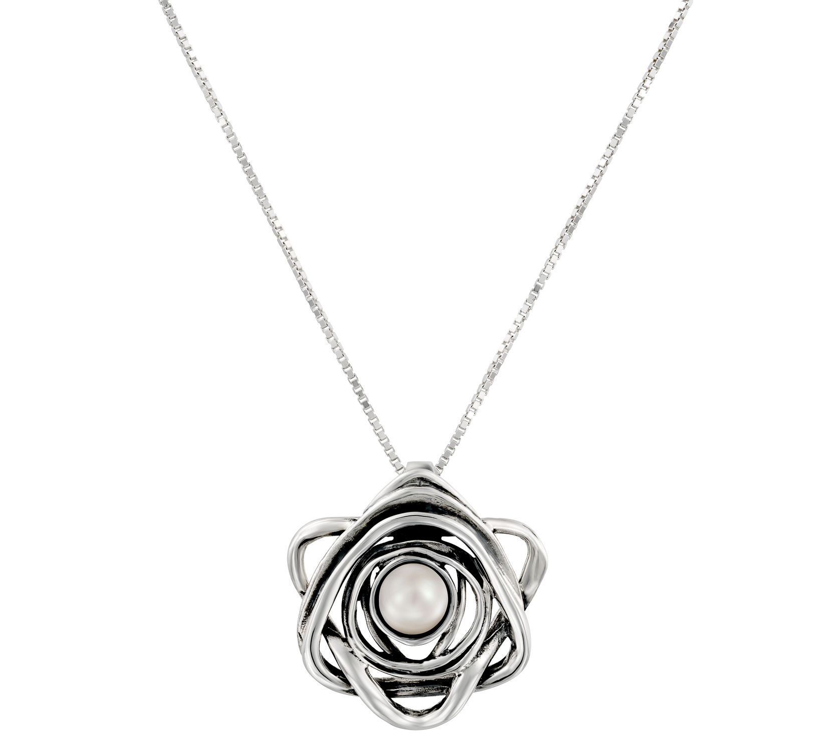 Hagit Cultured Pearl Pendant with Chain, Sterling - QVC.com