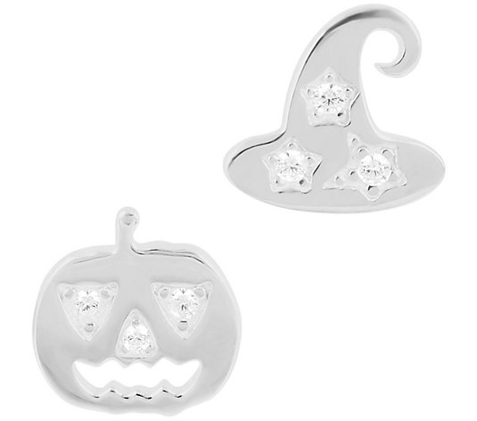 Diamonique Halloween Stud Earrings Set, Sterlin g Silver