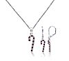 Diamonique Candy Cane Earrings & Necklace Set,Sterling