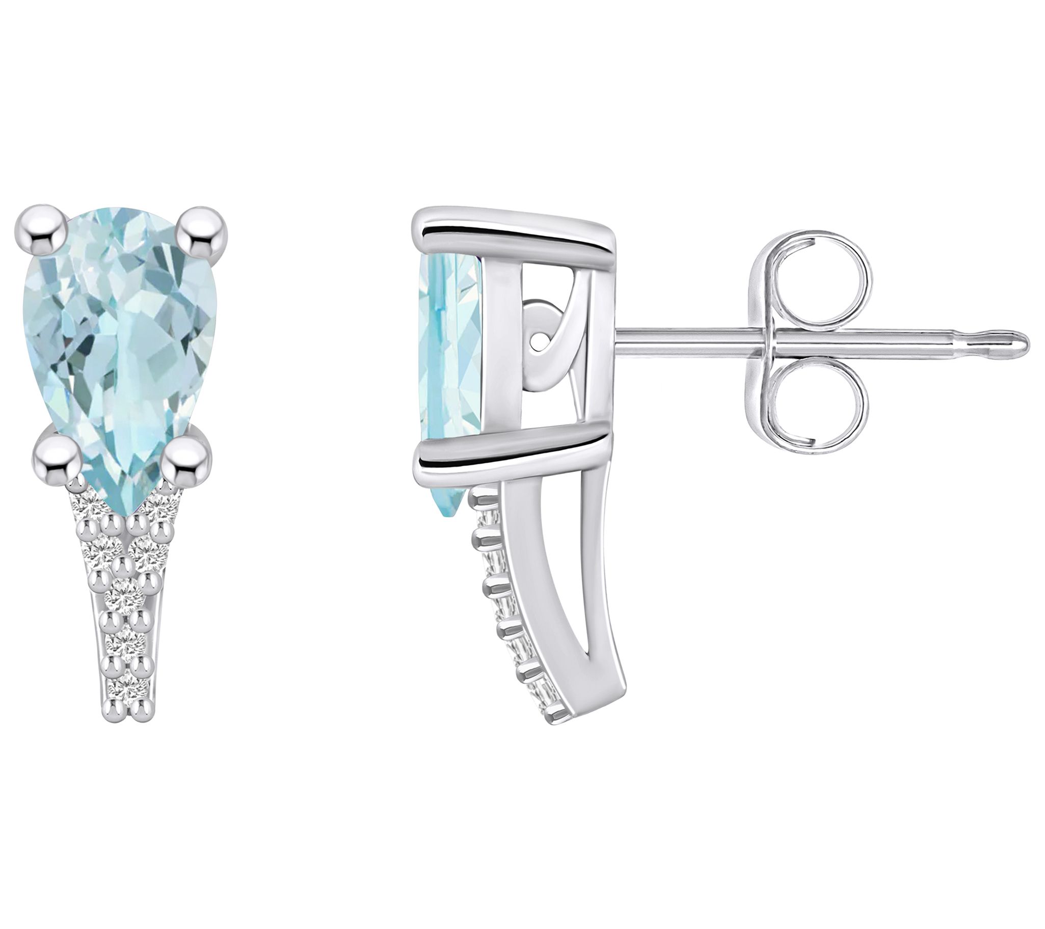 Affinity Gems 14K 1.40 cttw Aquamarine Diamond Accent Studs
