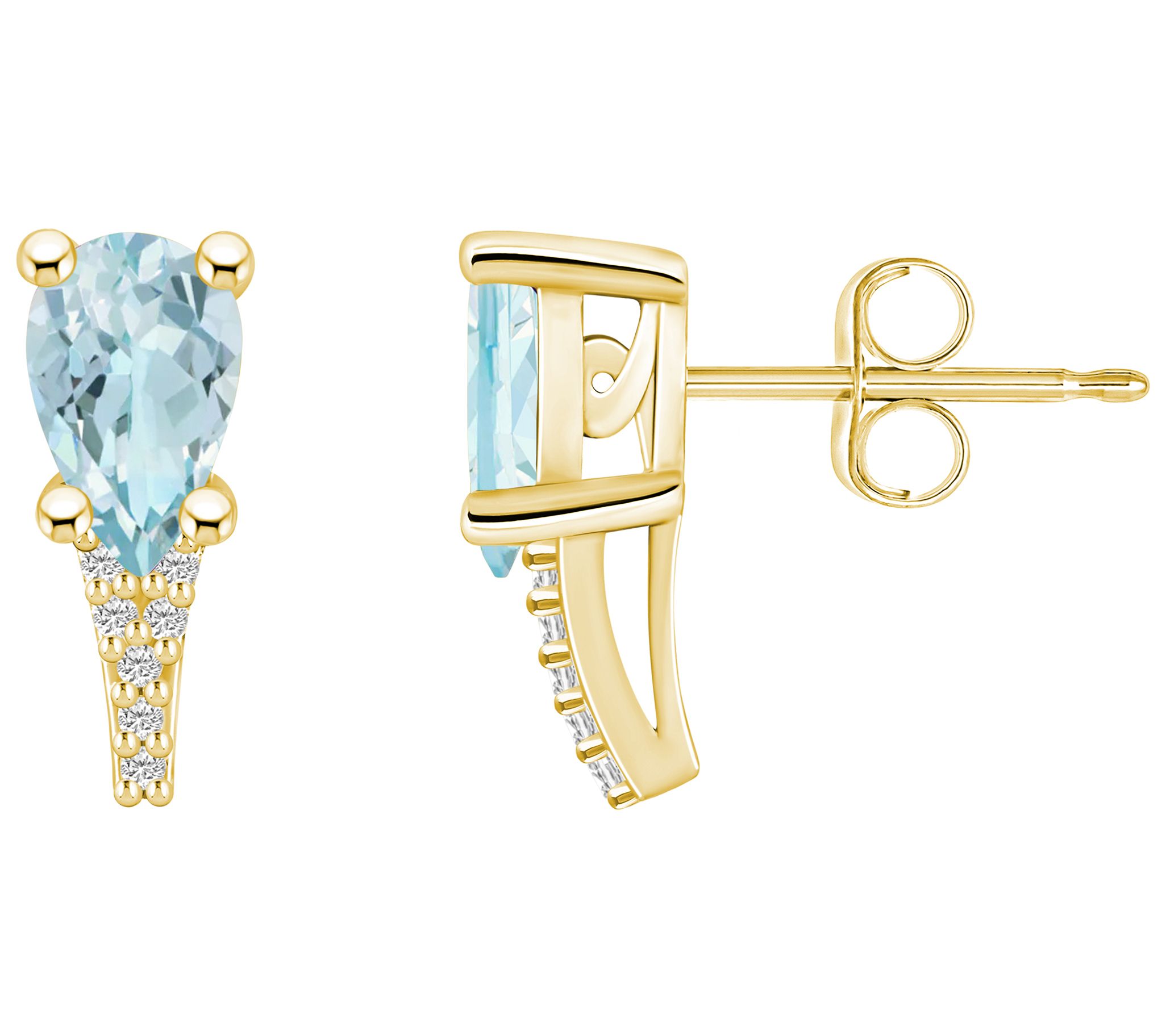 Affinity Gems 14K 1.40 cttw Aquamarine Diamond Accent Studs