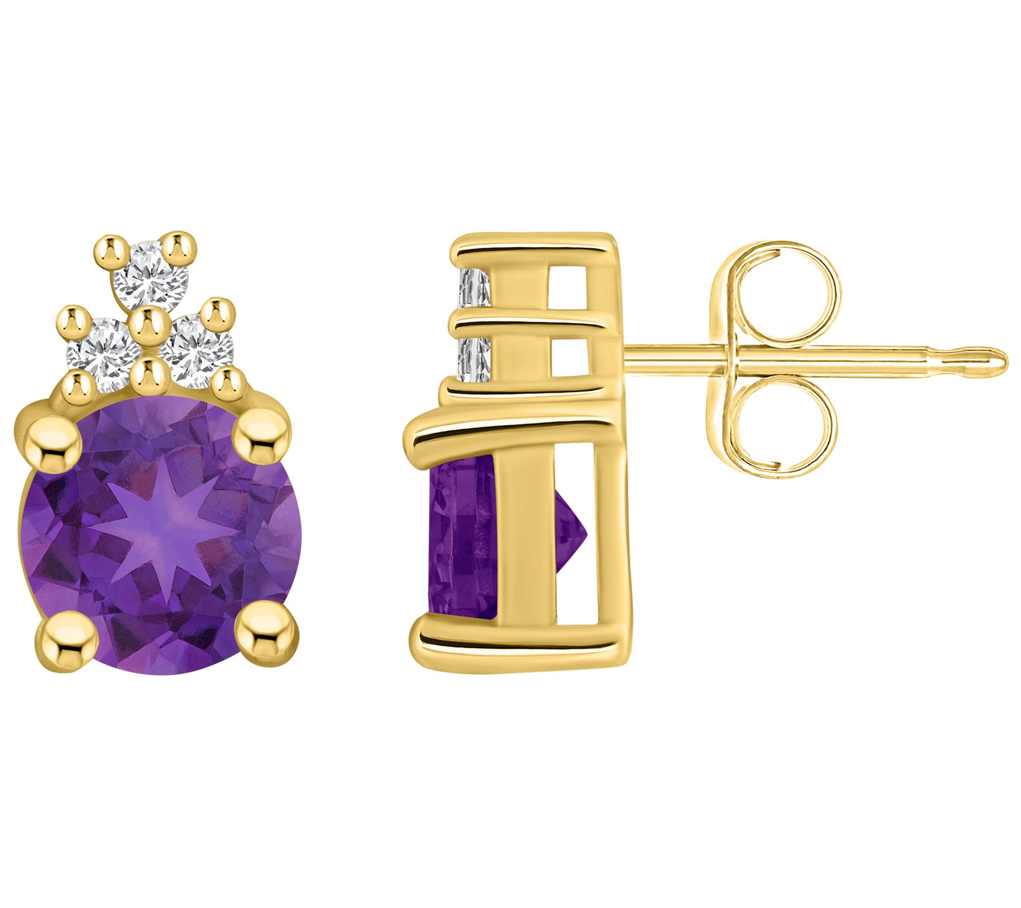 Affinity Gems Round Gemstone & Diamond Earrings, 14K Gold