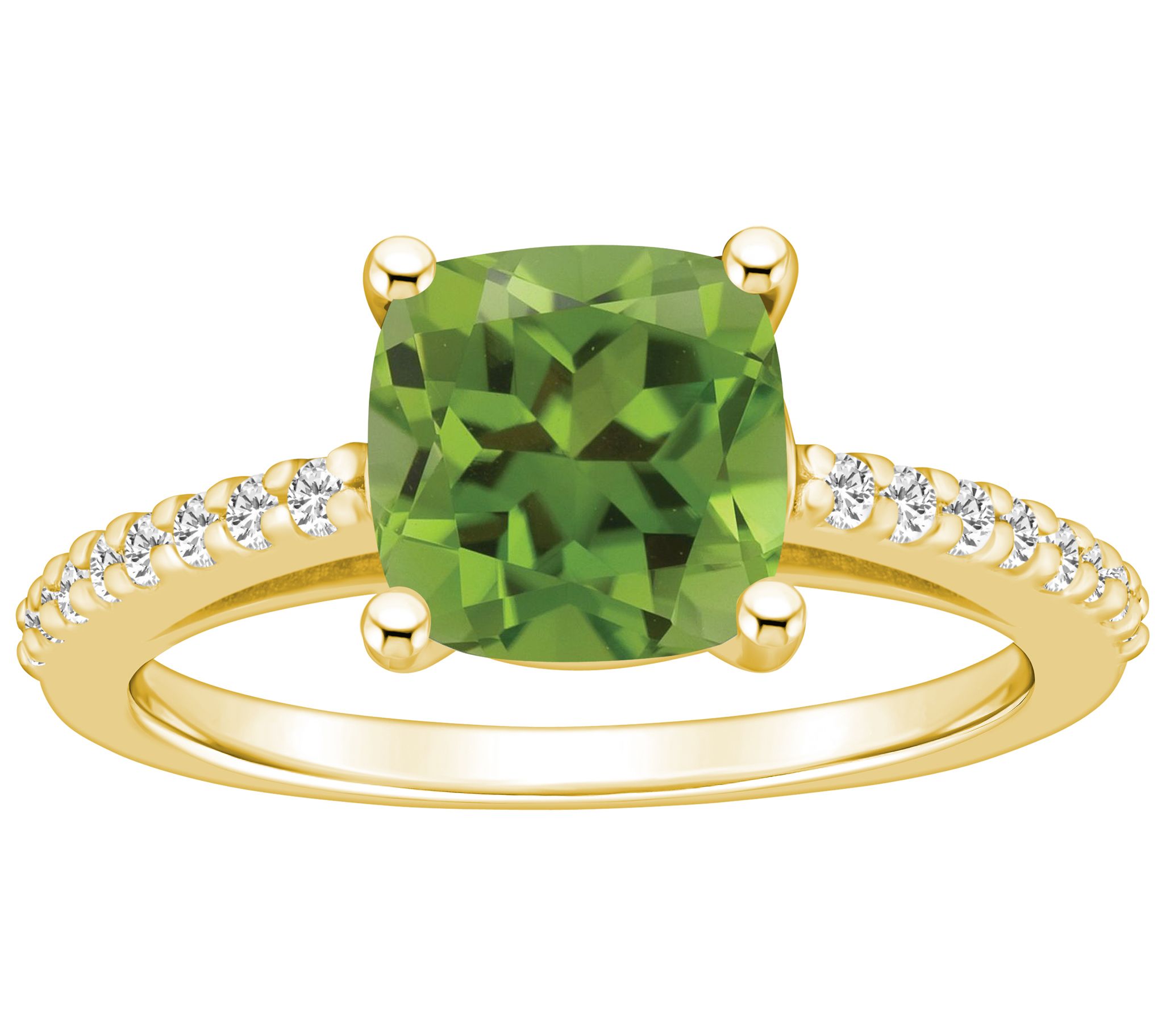 Affinity Gems Cushion Gemstone & Diamond Ring, 14K Gold