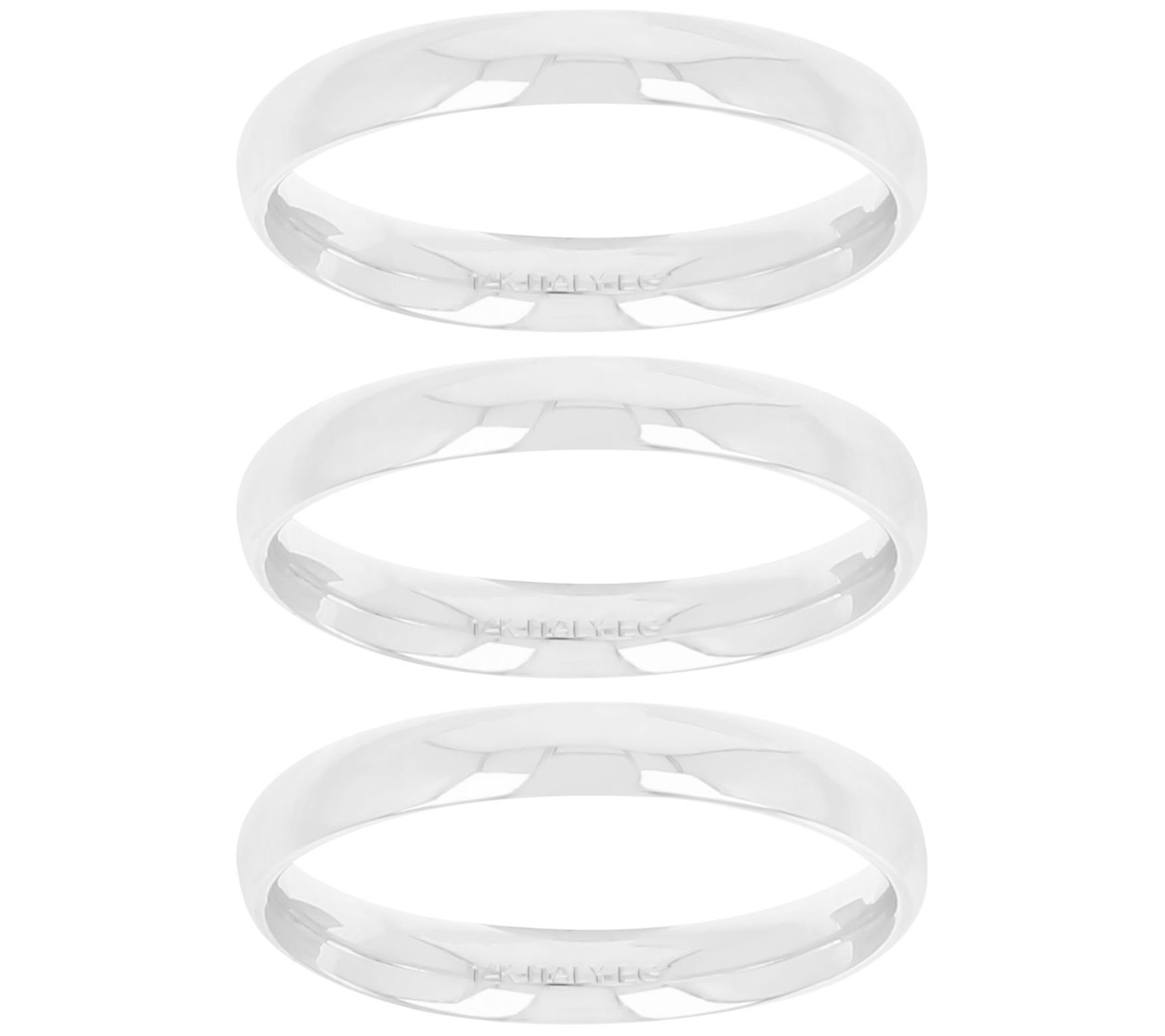 EternaGold Set of 3 Polished Stackable Band Rings, 14K