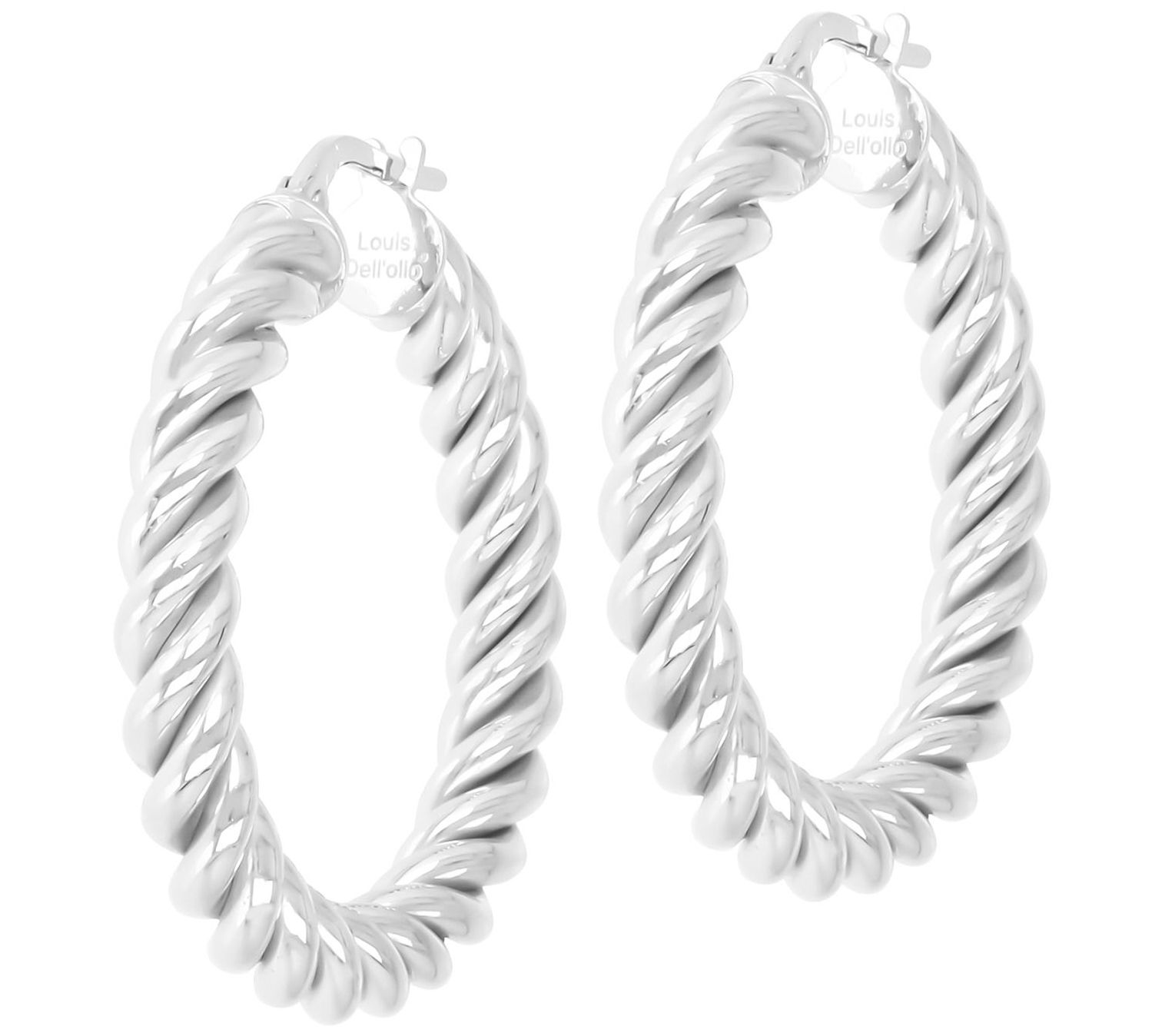 Louis Dell'Olio Sterling 1-1/4" Twisted H oop Errings