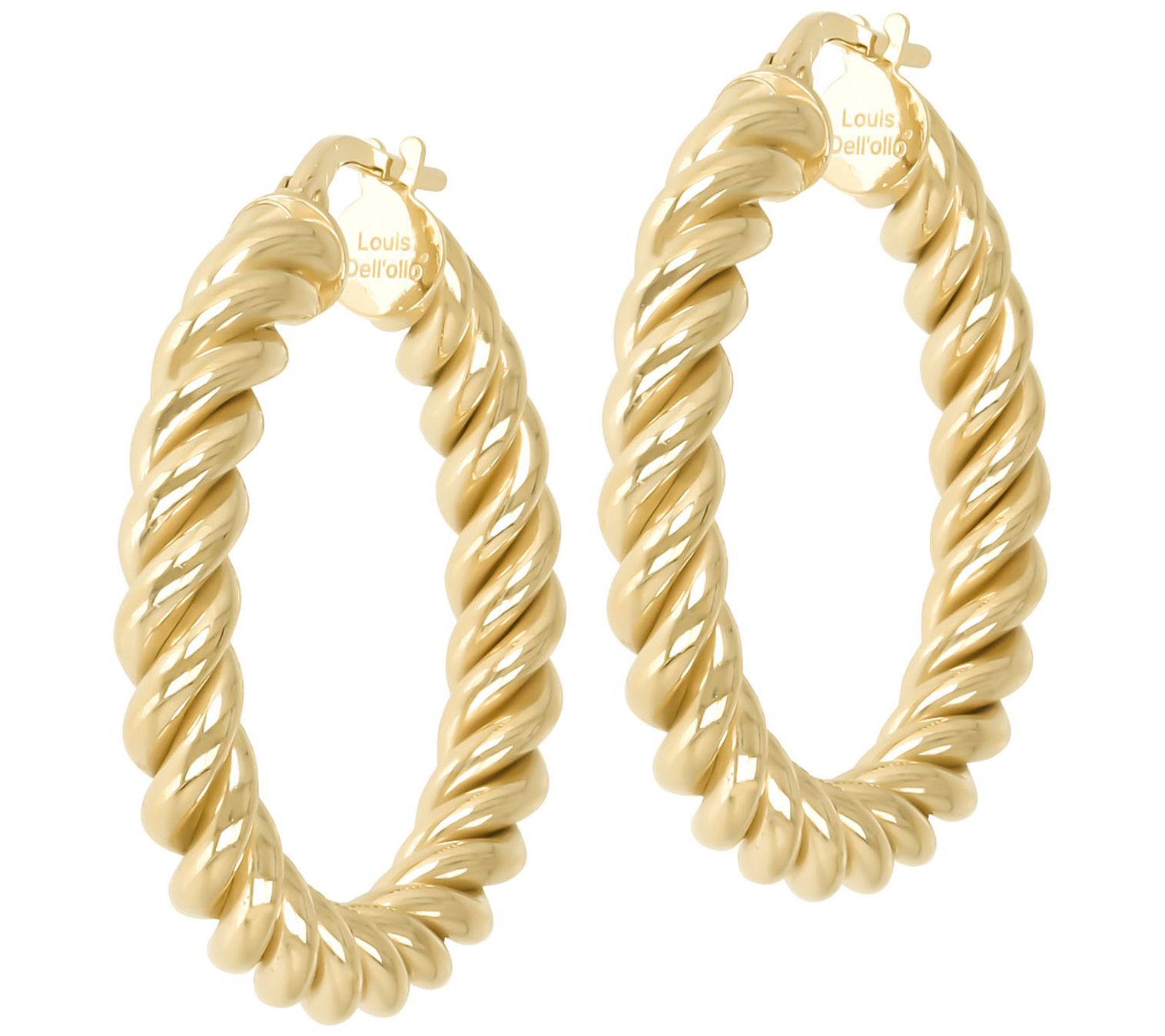 Louis Dell'Olio Sterling 1-1/4" Twisted H oop Errings