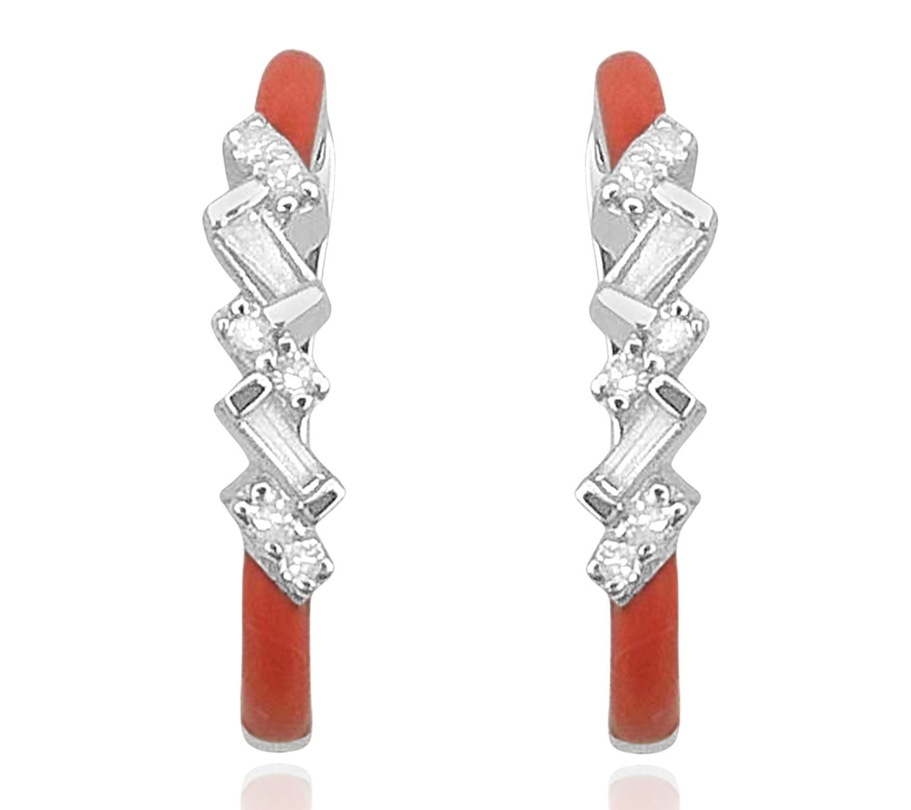 Accents by Affinity Pink Enamel Diamond Earrings, Sterling